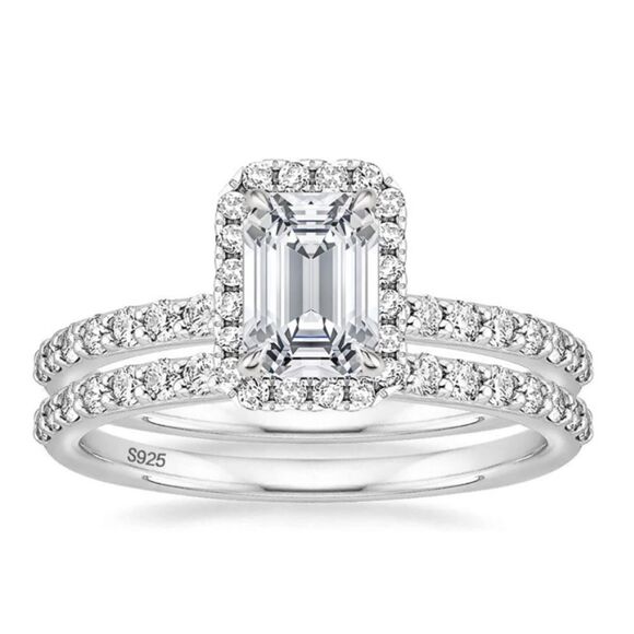 Emerald Cut Engagement Ring Band Stack - Picture 2 of 6